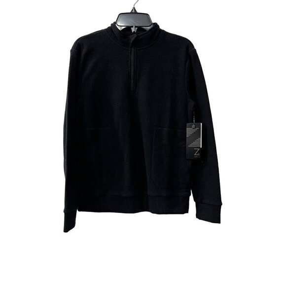 New Z by Zella Kids Size L (10/12) Quarter Zip Fleece Top Black Front Pockets - Picture 1 of 12